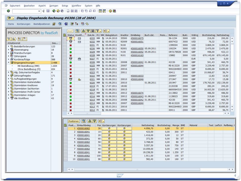 Rechnungseingangsverarbeitung in SAP mit »Process Director« (Bild: Readsoft)
