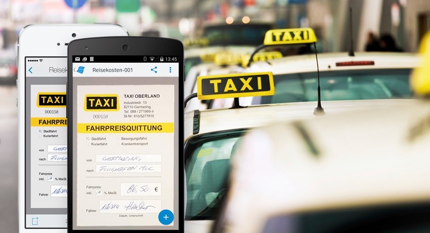 Anwendungsbeispiel: Scan-App »PaperScan 2.0« scant eine Taxi-Rechnung (Bild: Docuware)