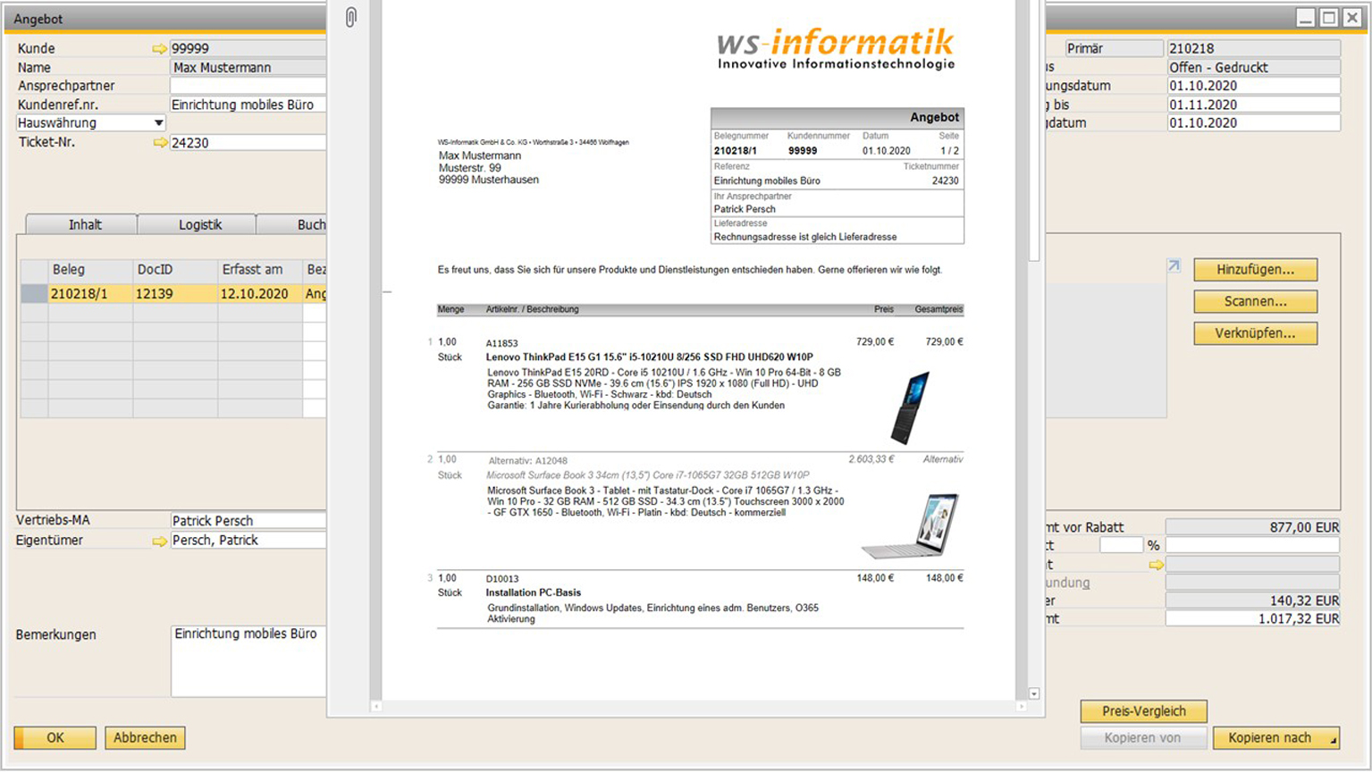 »WS-Informatik B1 DMS-Integration für Ecodms« (Bild: WS-Informatik)
