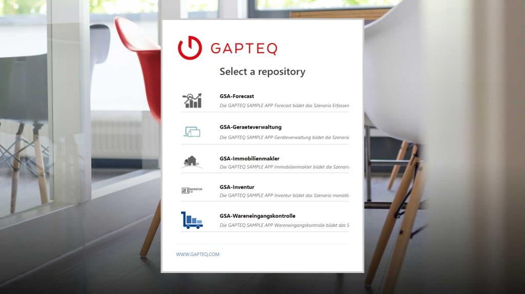 Auswahlmöglichkeiten für das passende Repository in der kostenfreien Gapteq-Version (Bild: Gapteq)