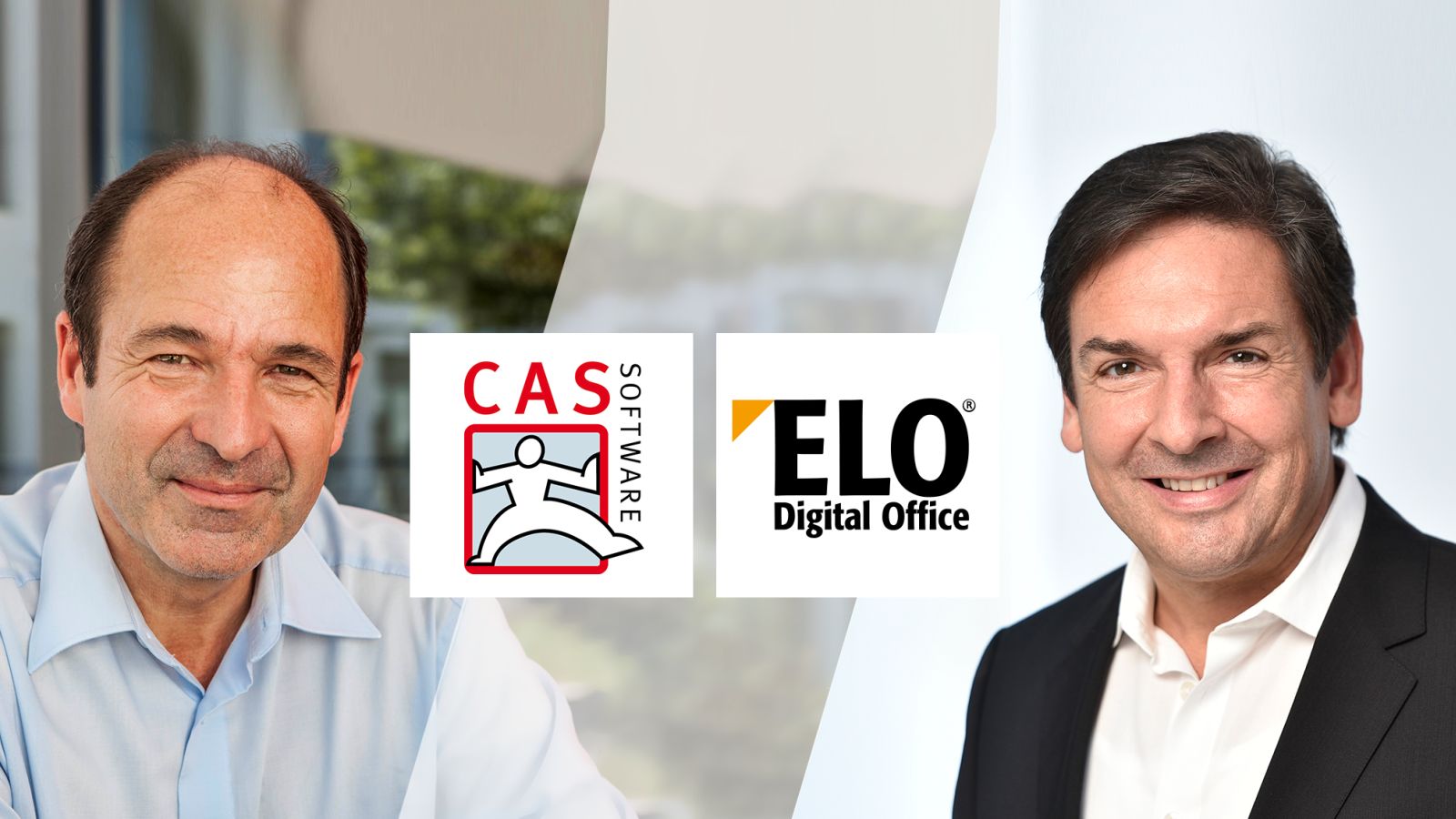 Martin Hubschneider (links), Vorstand der CAS Software AG, und Karl Heinz Mosbach, CEO von ELO Digital Office, vereinbarten bereits 2021 eine enge Kooperation ihrer Unternehmen. (Bild: ELO Digital Office GmbH)
