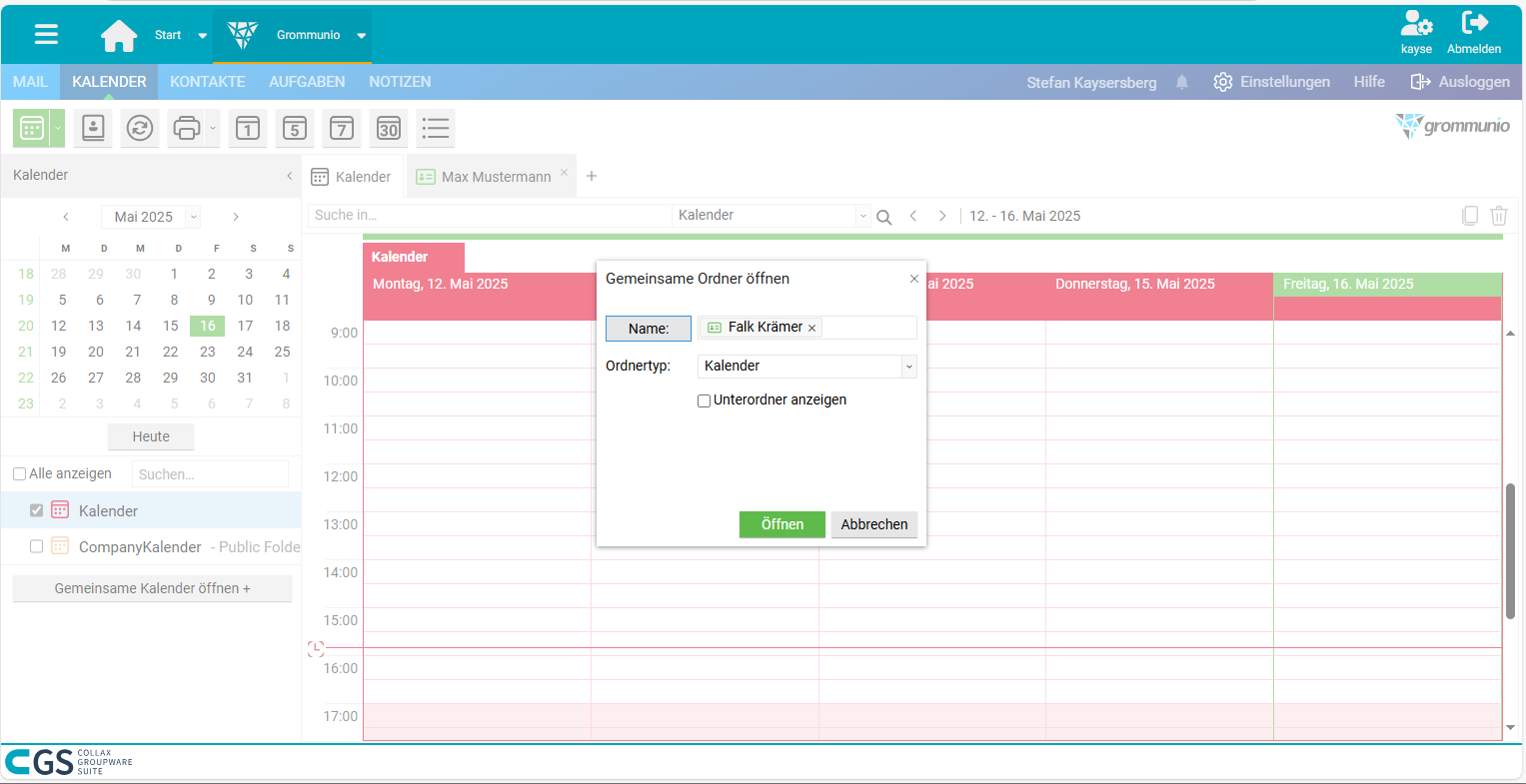 06-03-25-Webaccess Kalenderansicht im Webclient (Bild: Collax)