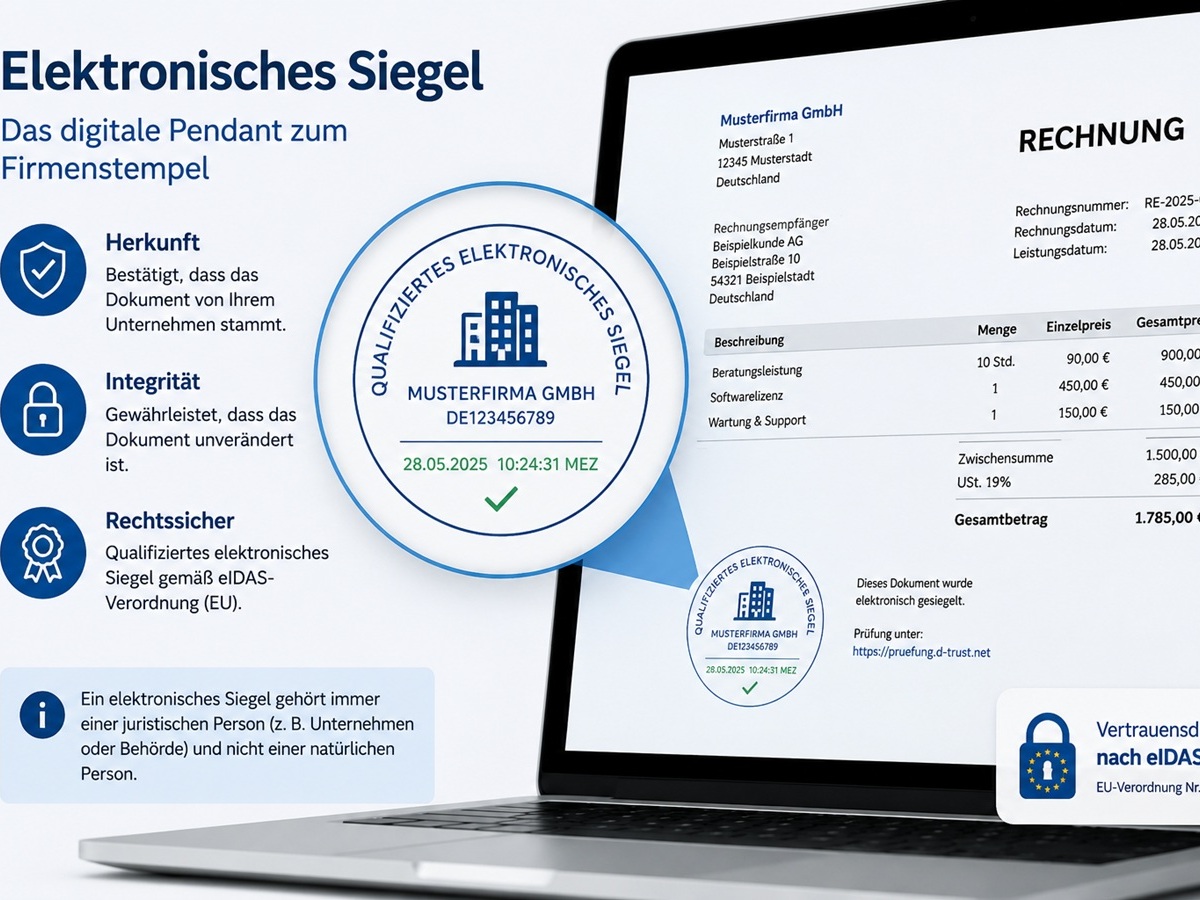 Elektronisches Siegel auf einer E-Rechnung (Bild: KI-generiert)