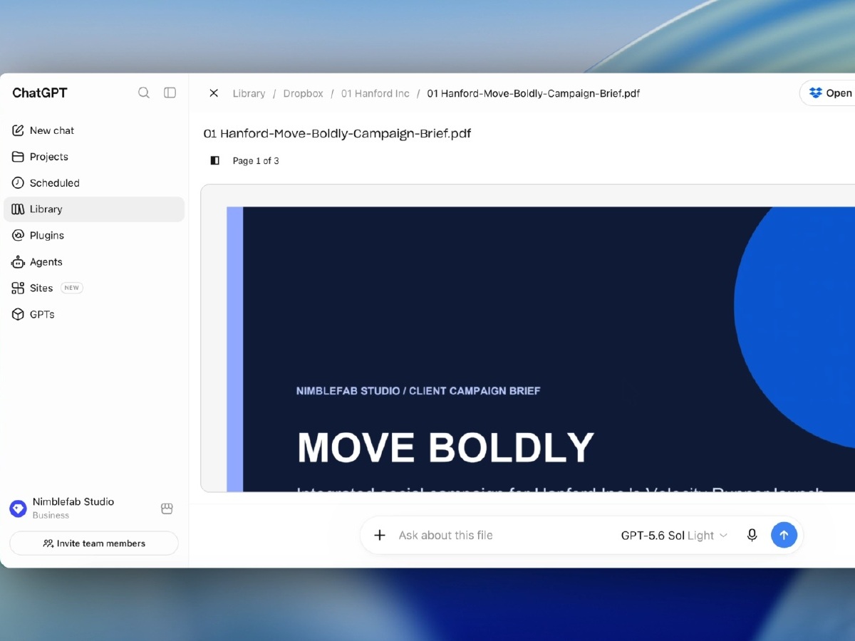 Native Dropbox-Nutzung in ChatGPT