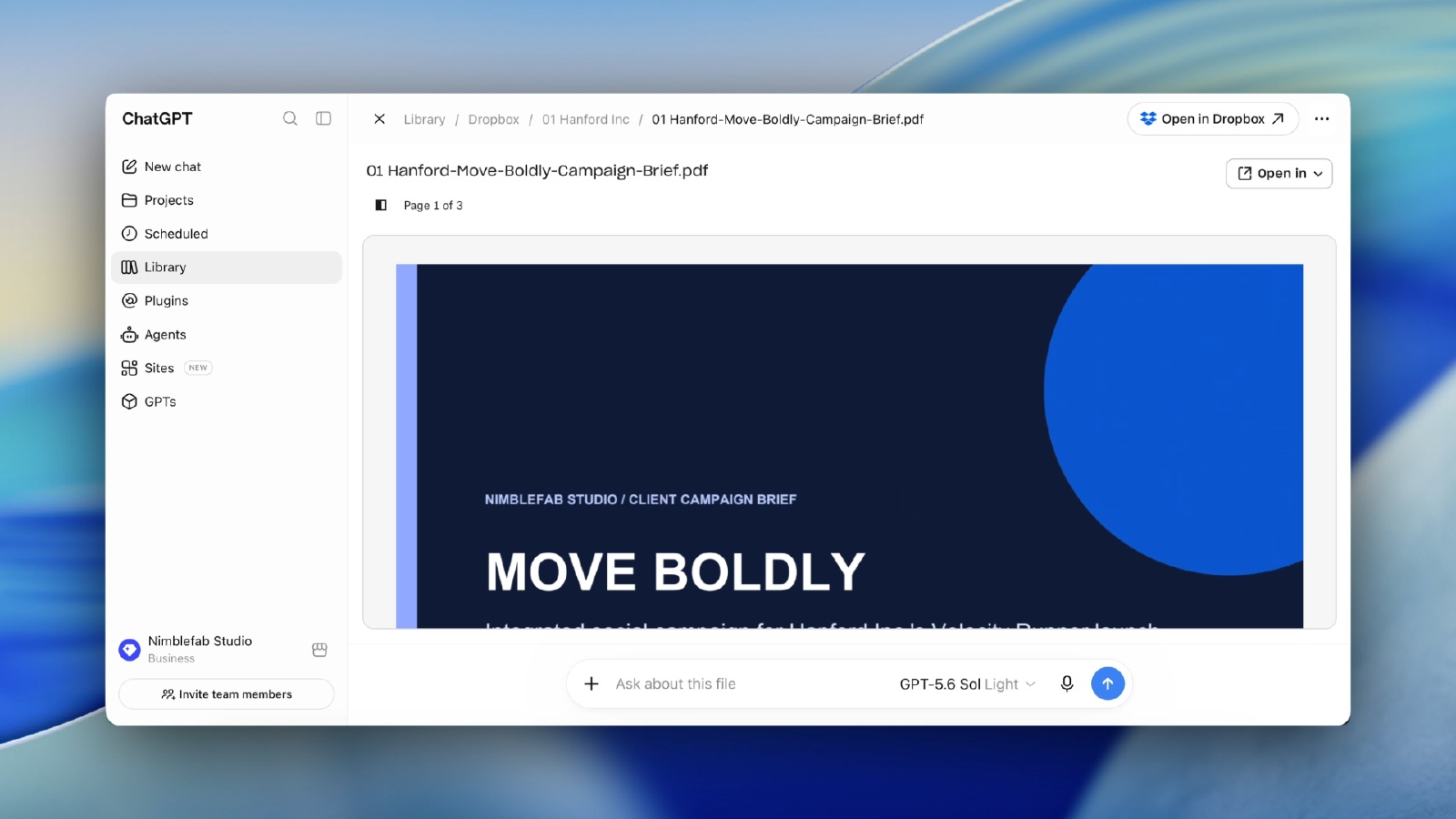Native Dropbox-Nutzung in ChatGPT (Bild: Dropbox)